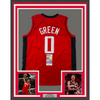 Framed Autographed/Signed Jalen Green 35x39 Houston Red Basketball Jersey JSA COA