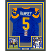 Framed Autographed/Signed Jalen Ramsey 35x39 Los Angeles LA Retro Blue Football Jersey JSA COA