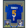 Framed Autographed/Signed Jalen Ramsey 35x39 Los Angeles LA Blue Football Jersey JSA COA