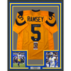 Framed Autographed/Signed Jalen Ramsey 35x39 Los Angeles LA Yellow Color Rush Football Jersey JSA COA