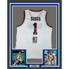Framed Autographed/Signed Jalen Suggs 35x39 Gonzaga White College Basketball Jersey JSA COA