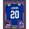 Framed Autographed/Signed Janoris Jenkins Jackrabbit 35x39 New York Blue Football Jersey JSA COA by Hall of Fame Sports Memorabilia