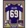 Framed Autographed/Signed Jared Allen 35x39 Minnesota Purple Football Jersey Beckett BAS COA by Hall of Fame Sports Memorabilia