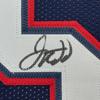 Framed Autographed/Signed Jason Kidd 35x39 New Jersey NJ Blue Basketball Jersey Beckett BAS COA