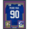 Framed Autographed/Signed Jason Pierre-Paul JPP 35x39 New York Blue Football Jersey JSA COA by Hall of Fame Sports Memorabilia