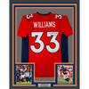 Framed Autographed/Signed Javonte Williams 35x39 Denver Orange Football Jersey Beckett BAS COA