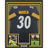 Framed Autographed/Signed Jaylen Warren 35x39 Pittsburgh Black Football Jersey Beckett BAS COA