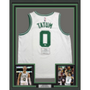 Framed Autographed/Signed Jayson Tatum 35x39 Boston Celtics White Basketball Jersey Fanatics COA