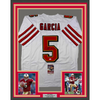 Framed Autographed/Signed Jeff Garcia 35x39 San Francisco White Football Jersey JSA COA