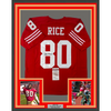 Framed Autographed/Signed Jerry Rice 35x39 San Francisco Red Football Jersey JSA COA