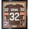 Framed Autographed/Signed Jim Brown 35x39 Cleveland Football Brown Jersey PSA COA