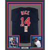 Framed Autographed/Signed Jim Rice 35x39 Boston Blue Baseball Jersey JSA COA