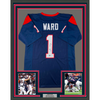 Framed Autographed/Signed Jimmie Ward 35x39 Houston Blue Football Jersey Beckett BAS COA