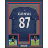 Framed Autographed/Signed Joao Neves 35x39 PSG Paris Saint Germain Blue Soccer Futbol Jersey Beckett BAS COA by Hall of Fame Sports Memorabilia