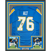 Framed Autographed/Signed Joe Alt 35x39 Los Angeles LA Powder Blue Football Jersey Beckett BAS COA