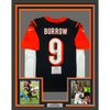 Framed Autographed/Signed Joe Burrow 35x39 Cincinnati Bengals Black Authentic Nike Limited Football Jersey Fanatics COA