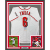 Framed Autographed/Signed Jonathan India 35x39 2021 NL ROY Cincinnati White Baseball Jersey JSA COA