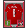 Framed Autographed/Signed Jonathan India 35x39 Cincinnati Red Baseball Jersey JSA COA
