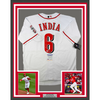 Framed Autographed/Signed Jonathan India 35x39 Cincinnati White Baseball Jersey JSA COA