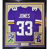 Framed Autographed/Signed Aaron Jones 35x39 Minnesota Purple Football Jersey Beckett BAS COA