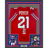 Framed Autographed/Signed Jordan Poyer 35x39 Buffalo Red Football Jersey JSA COA