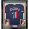 Framed Autographed/Signed Jose Ramirez 35x39 Cleveland Blue Baseball Jersey Beckett BAS COA