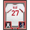 Framed Autographed/Signed Jose Rijo 35x39 90 WS MVP Cincinnati White Baseball Jersey Beckett BAS COA by Hall of Fame Sports Memorabilia