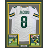 Framed Autographed/Signed Josh Jacobs 35x39 Green Bay White Football Jersey Beckett BAS COA by Hall of Fame Sports Memorabilia