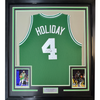 Framed Autographed/Signed Jrue Holiday 35x39 Boston Green Basketball Jersey JSA COA