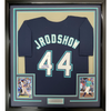 Framed Autographed/Signed Julio Rodriguez 35x39 JRodShow Seattle Blue Baseball Jersey JSA COA