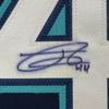 Framed Autographed/Signed Julio Rodriguez 35x39 JRodShow Seattle Blue Baseball Jersey JSA COA