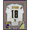 Framed Autographed/Signed Justin Jefferson 35x39 Minnesota White/Gold Football Jersey JSA COA