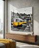 Lisbon Yellow Tram Glass Wall Art by Insigneart USA