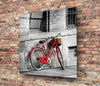 Red Bicycle Glass Wall Art by Insigneart USA