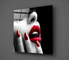 Red Lipstick Woman Glass Wall Art by Insigneart USA