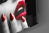 Red Lipstick Woman Glass Wall Art by Insigneart USA