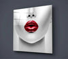 Red Lipstick Woman Glass Wall Art by Insigneart USA