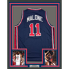 Framed Autographed/Signed Karl Malone 35x39 United States USA Blue 1992 Dream Team Basketball Jersey JSA COA