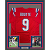 Framed Autographed/Signed Kayshon Boutte 35x39 New England Red Football Jersey Beckett BAS COA by Hall of Fame Sports Memorabilia