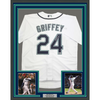 Framed Autographed/Signed Ken Griffey Jr. 35x39 Seattle White Baseball Jersey Beckett BAS COA