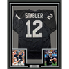 Framed Autographed/Signed Ken Stabler 35x39 Oakland Black Football Jersey Beckett BAS COA