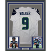 Framed Autographed/Signed Kenneth Walker 35x39 Seattle White Football Jersey Beckett BAS COA