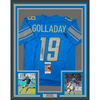 Framed Autographed/Signed Kenny Golladay 35x39 Detroit Blue Football Jersey JSA COA