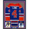 Framed Autographed/Signed Kevin Lowe 35x39 "HOF 2020" Edmonton Blue Hockey Jersey Beckett BAS COA