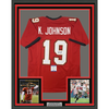 Framed Autographed/Signed Keyshawn Johnson 35x39 Tampa Bay Red Football Jersey JSA COA
