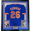 Framed Autographed/Signed Dave Kingman 35x39 442 HR New York Blue Baseball Jersey JSA COA