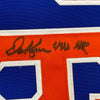 Framed Autographed/Signed Dave Kingman 35x39 442 HR New York Blue Baseball Jersey JSA COA