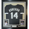 Framed Autographed/Signed Paul Konerko 35x39 Chicago Black Baseball Jersey JSA COA by Hall of Fame Sports Memorabilia