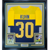 Framed Autographed/Signed John Kuhn 35x39 Green Bay Blue Retro Football Jersey JSA COA