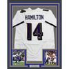 Framed Autographed/Signed Kyle Hamilton 35x39 Baltimore White Football Jersey Beckett BAS COA